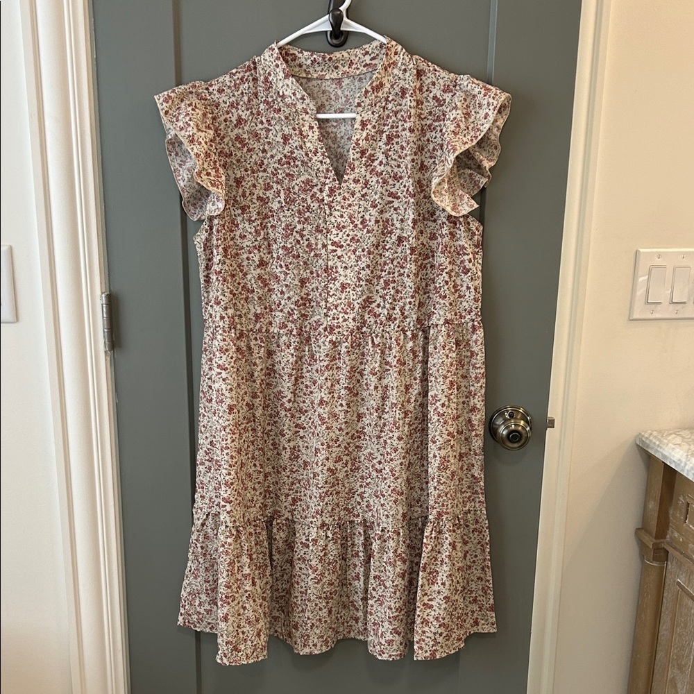 SHEIN Floral Ruffle Dress -  Size X-Large